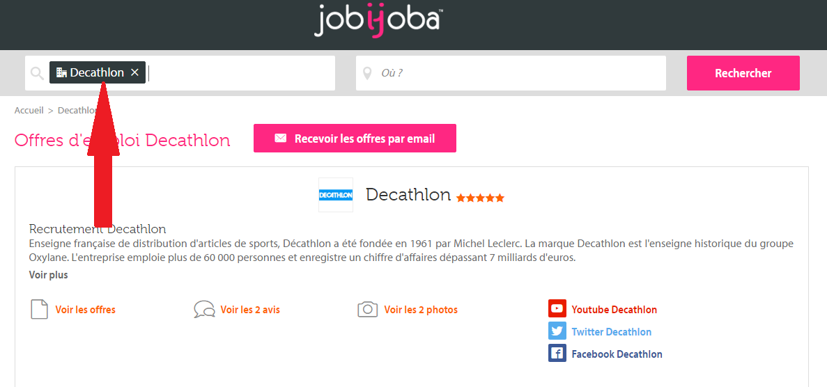 Comment rechercher des offres sur Jobijoba