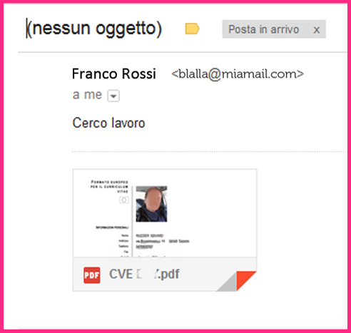 Esempio di email di ricerca lavoro